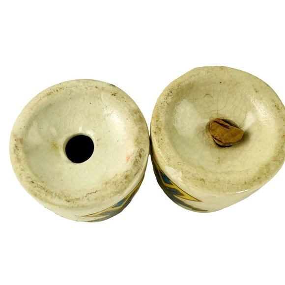 Vintage Set Vintage Aztec Porcelain Salt Pepper Shakers u - Picture 3 of 5